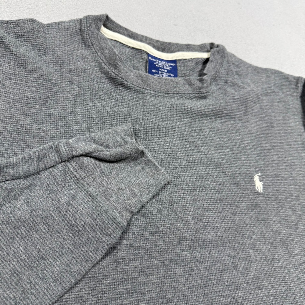 Polo Ralph Lauren Mens Gray Thermal Long Sleeve Waffle Knit Sleepwear Shirt M